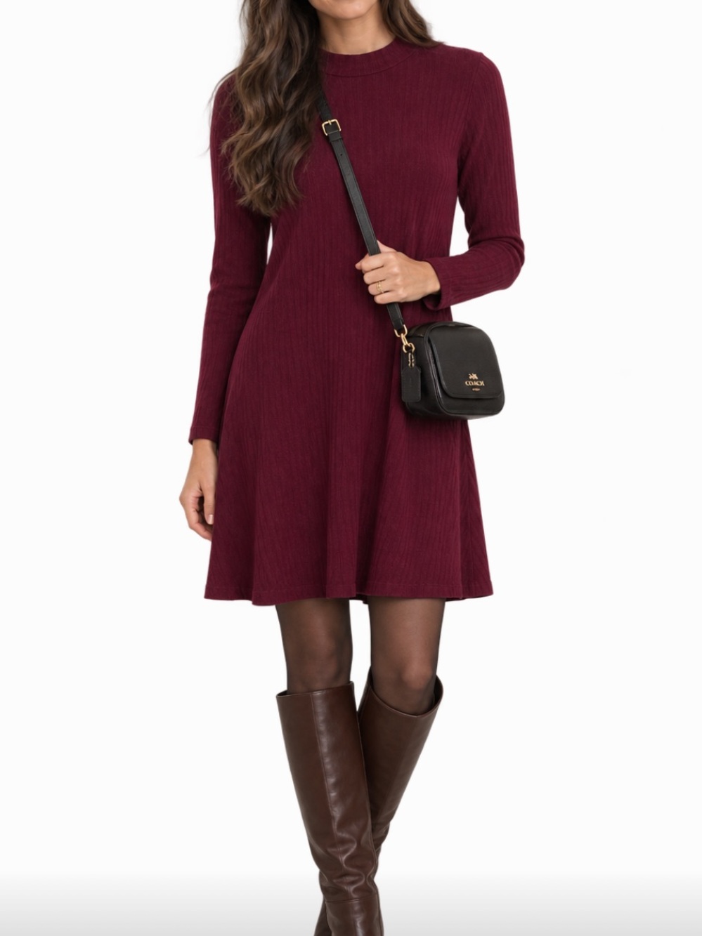 Burgundy Long Sleeve Dress